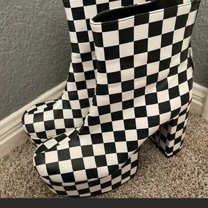 Dolls kill black and white checkered boots